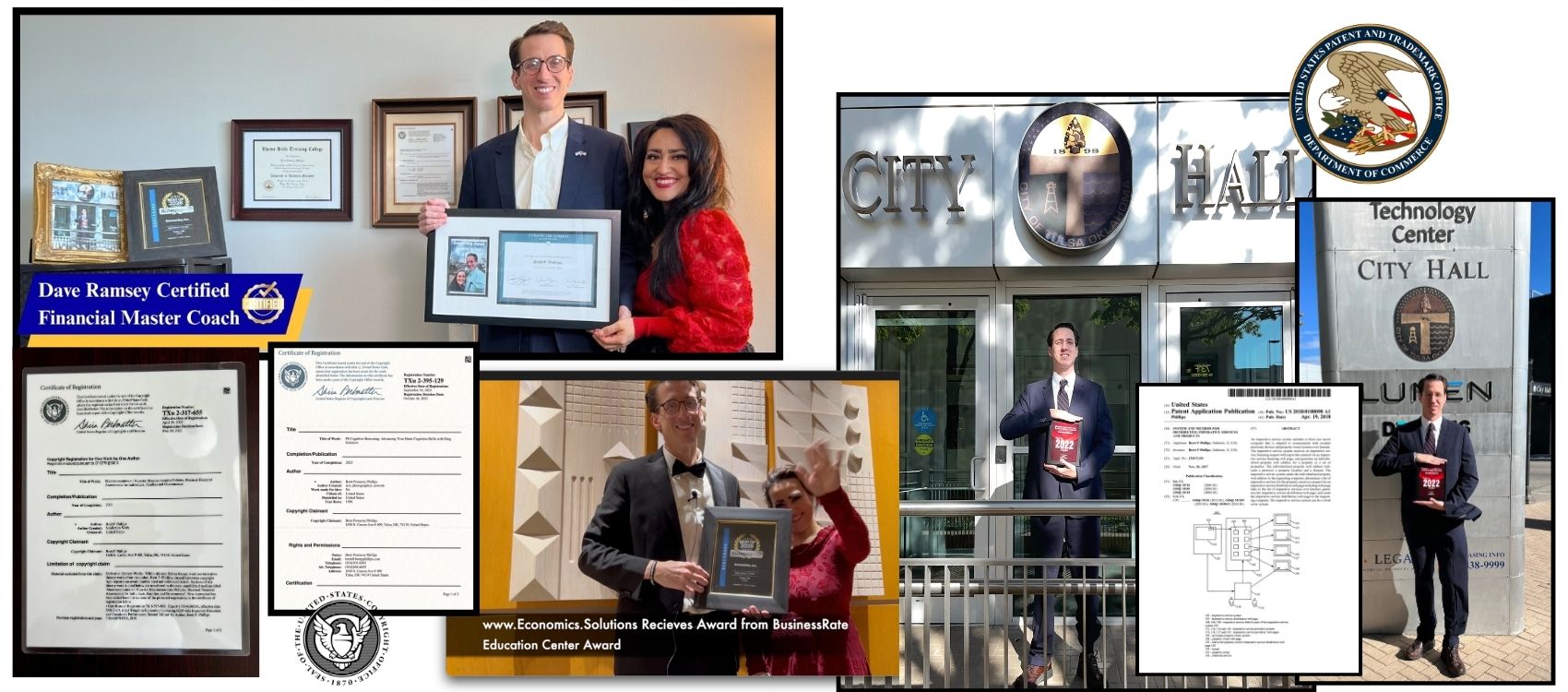 Brett P. Phillips copyright certificates and patent award, personal finance coach in Tulsa, Oklahoma, focused on personal finance, investing, and financial education.